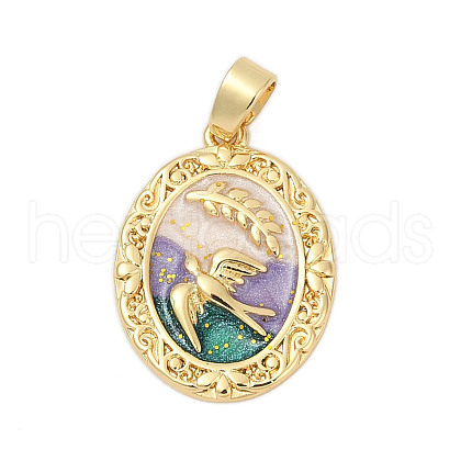 Brass Enamel Pendants KK-U068-04G-01-1