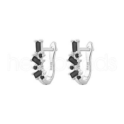 Elegant Geometric 925 Sterling Silver Cubic Zirconia Hoop Earrings TC0914-6-1