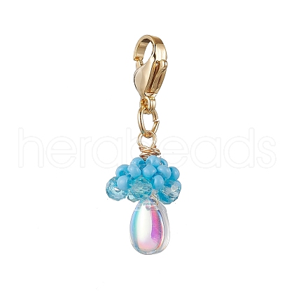 Teardrop Jellyfish Glass Seed & Glass Pendant Decorations HJEW-MZ00237-01-1