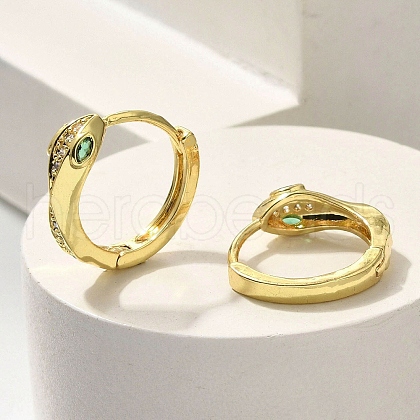 Brass Clear Cubic Zirconia Hoop Earrings EJEW-M047-02G-1