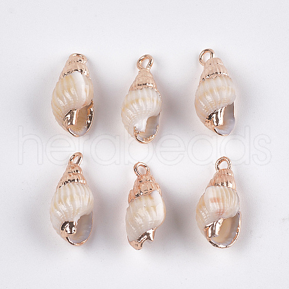 Electroplate Spiral Shell Pendants X-SSHEL-T006-12-1