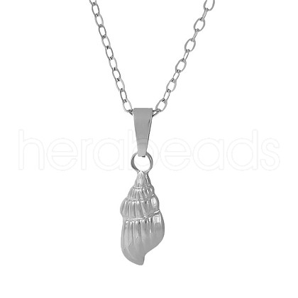 Stainless Steel Shell Shaped Pendant Necklaces for Women VS4043-1-1