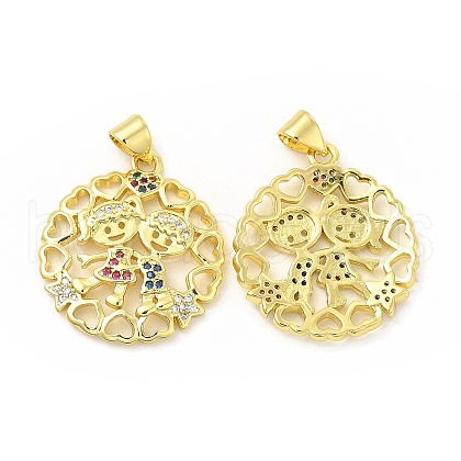 Brass Micro Pave Cubic Zirconia Pendant KK-H441-30G-1