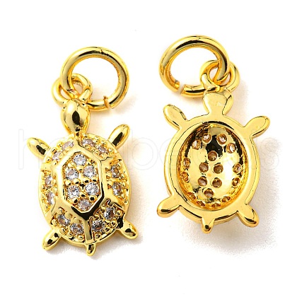 Rack Plating Brass Micro Pave Cubic Zirconia Charms KK-D036-16G-1