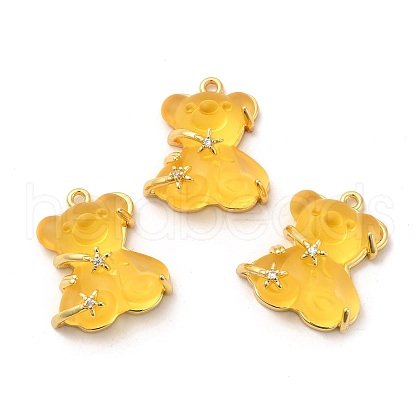 Transparent Resin Crystal Rhinestone Pendants KK-H438-04G-06-1