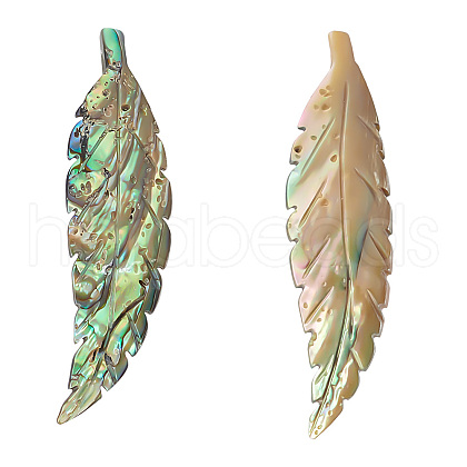 BENECREAT 2Pcs Handmade Natrual Paua Shell Carved Big Pendants FIND-BC0013-54-1