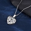 304 Stainless Steel Polymer Clay Rhinestones Heart Openable Pendant Necklaces for Women NJEW-Z065-13P-1