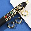316 Stainless Steel with Natural Mixed Gemstone Cuff Rings RJEW-Z098-01G-14-1
