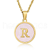 Natural Shell Initial Letter Pendant Necklace LE4192-14-1