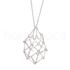 304 Stainless Steel Empty macrame Pouch Pendant Singapore Chain Necklaces NJEW-JN05285-03-2