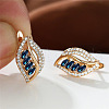 Leaf Brass Micro Pave Cubic Zirconia Hoop Earrings WG08CC9-06-1