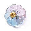 50Pcs Transparent Glass Flower with Acrylic Leaf Charms PALLOY-JF02260-50A-2