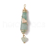 6Pcs 6 Styles Natural Carnelian & Green Aventurine & Rose Quartz & Quartz Crystal & Lapis Lazuli & Amethyst Copper Wire Wrapped Faceted Bullet Heart Pendants PALLOY-JF03482-02-3