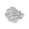 Brass Pave Light Sky Blue and Clear Cubic Zirconia Sea Animal Connector Charms KK-M326-07A-P-2