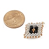 Faceted Round Synthetic Blue Goldstone & Handmade Glass Seed Beaded  Pendants PALLOY-MZ00757-01-2