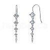 Rhodium Plated 925 Sterling Silver Teardrop Tassel Dangle Earrings for Women EJEW-P231-44P-1