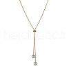 Alloy Snake Chain Slider Lariat Necklaces with Plastic Imitation Pearl Round Beads WG87CD3-01-4