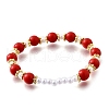 ABS Imitation Pearl Round Beads Stretch Bracelets for Women BJEW-D317-10A-G-4