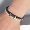 Flag Color Imitation Leather Double Line Cord Bracelet with Alloy Clasp GUQI-PW0001-088-3