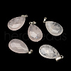 Faceted Flat Teardrop Natural Rose Quartz Pendants G-R312-15-1