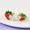 Strawberry Brass Micro Pave Clear Cubic Zirconia Cuff Earrings EJEW-F895-20G-2