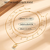 Ocean Theme Stainless Steel & Brass 3 Layered Shell Shape Pendant Necklaces with Clear Cubic Zirconia Triangle Tassel for Women VY7780-2