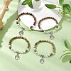 4Pcs Wood Round Bead Charm Bracelets for Women BJEW-JB11645-1
