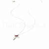 925 Sterling Silver Deep Pink Cubic Zirconia Cross Pendant Necklaces for Women FS-WGC3BD8-01-5