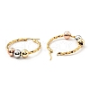 PVD Vacuum Plating 201 Stainless Steel Beaded Hoop Earrings with 316 Stainless Steel Pins for Women EJEW-F285-35-2