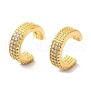 Brass Micro Pave Clear Cubic Zirconia Cuff Earrings EJEW-K309-01G-4