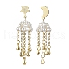 Brass & Stainless Steel Dangle Stud Earrings EJEW-TA00621-2