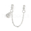 Brass Pave Clear Cubic Zirconia European Safety Chains with Charms KK-L236-15D-S-1