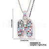 Brass Pave Colorful Cubic Zirconia Letter Pendant Box Chain Necklaces NU0575-34-1