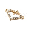 Alloy Crystal Rhinestone Heart and Heartbeat Connector Charms PALLOY-XCP0002-11-2