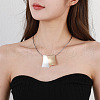 Matte Rectangle Alloy Pendant Necklaces for Women FS-WG1E175-01-3