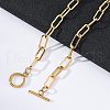 Unisex PVD Vacuum Plating 304 Stainless Steel Paperclip Chain Necklaces NJEW-H215-02G-2