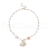 Summer Spray Paint & Electroplate Sea Shell Pendants Necklaces NJEW-JN05182-01-4