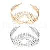 GOMAKERER 2Pcs 2 Colors Crown & Leaf Alloy Hair Bands OHAR-GO0001-11-1
