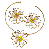 Flower Alloy Enamel Pendant Collar & Stud Earrings Sets FS-WGCE290-01-5