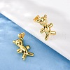 Bear Brass Stud Earrings EJEW-D322-04G-3