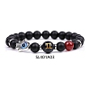 Natural Black Agate & Carnelian Stretch Bracelets PW-WG62314-01-1