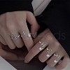 Anti-Tarnish Rhodium Plated 925 Sterling Silver Initial Letter Open Cuff Ring JR852I-3