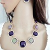 Square Zinc Alloy & Resin Link Chain Necklaces & Dangle Earrings Sets FS-WGC3850-01-3