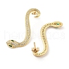 Snake Real 18K Gold Plated Brass Stud Earrings EJEW-L269-085G-2