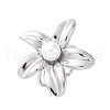 Flower 304 Stainless Steel Cuff Rings RJEW-D306-21P-2
