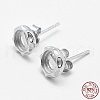 Anti-Tarnish Rhodium Plated 925 Sterling Silver Stud Earring Settings STER-F032-06P-3
