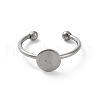 Non-Tarnish Adjustable 304 Stainless Steel Finger Rings Components STAS-K278-04B-P-2