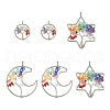 Fashewelry 6Pcs 3 Styles 7 Chakra Natural Mixed Gemstone Chip Bigs Pendants FIND-FW0001-36-2