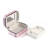 Italian Velvet Double Layers Jewelry Set Storage Zipper Boxes with Mirror Inside CON-G023-09B-3