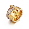 Roman Numerals 304 Stainless Steel & Crystal Rhinestone Finger Rings FS-WGD9A22-54-2
